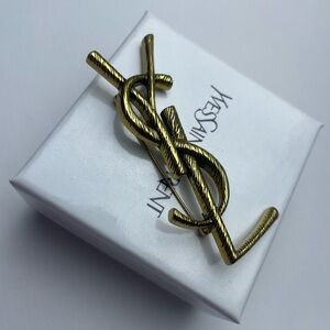 Yves Saint Laurent Gold-Tone Monogram Pin